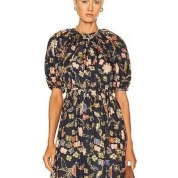 NWOT ULLA JOHNSON Cybil Silk Midi Dress in Odessa S $765 - Picture 2 of 11